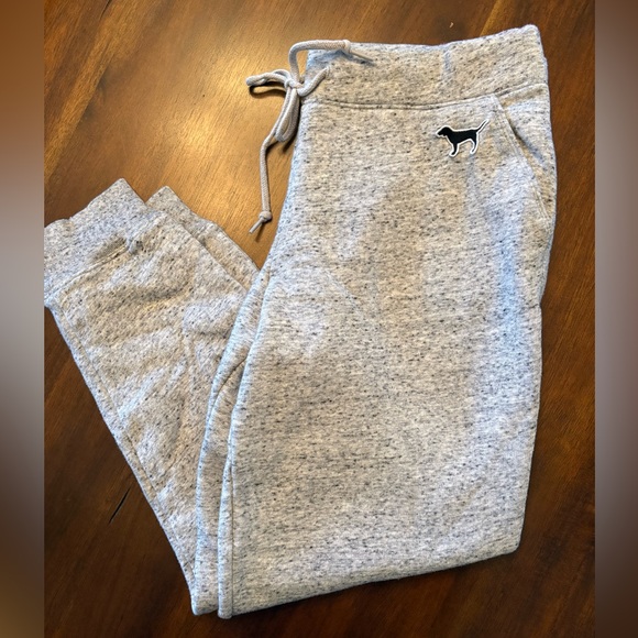 PINK Victoria's Secret Heathered Gray Joggers Large - Picture 2 of 5
